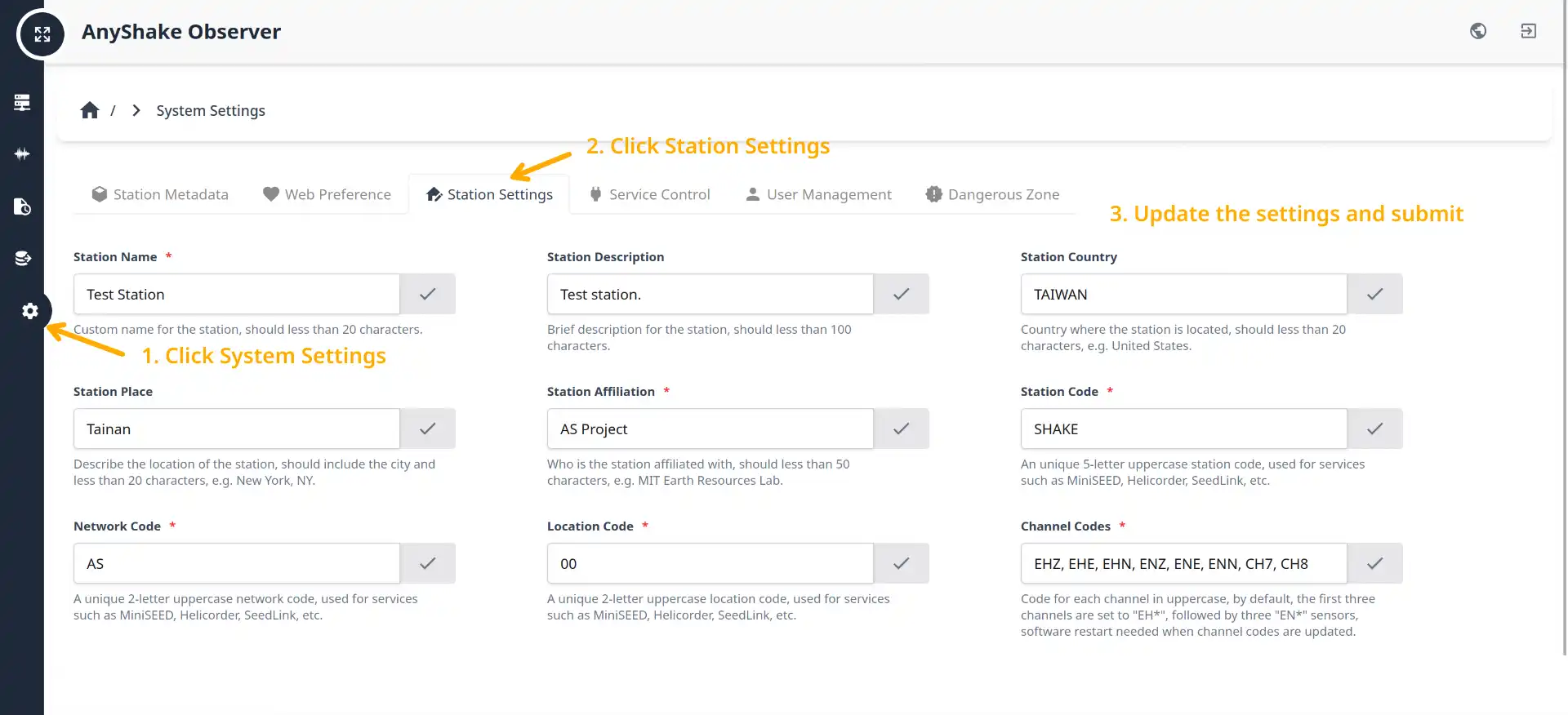 Edit Station Configuration