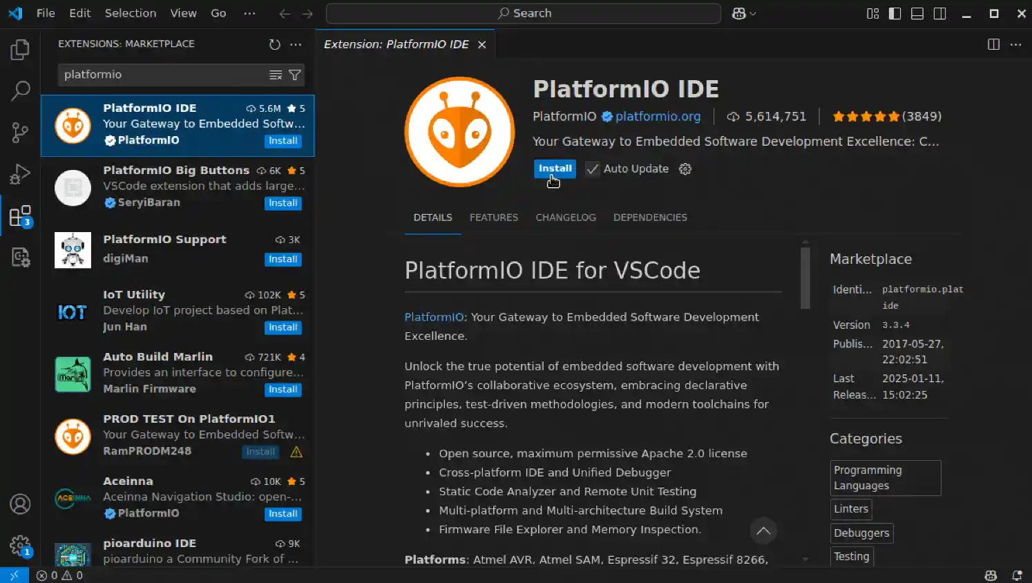 Install PlatformIO