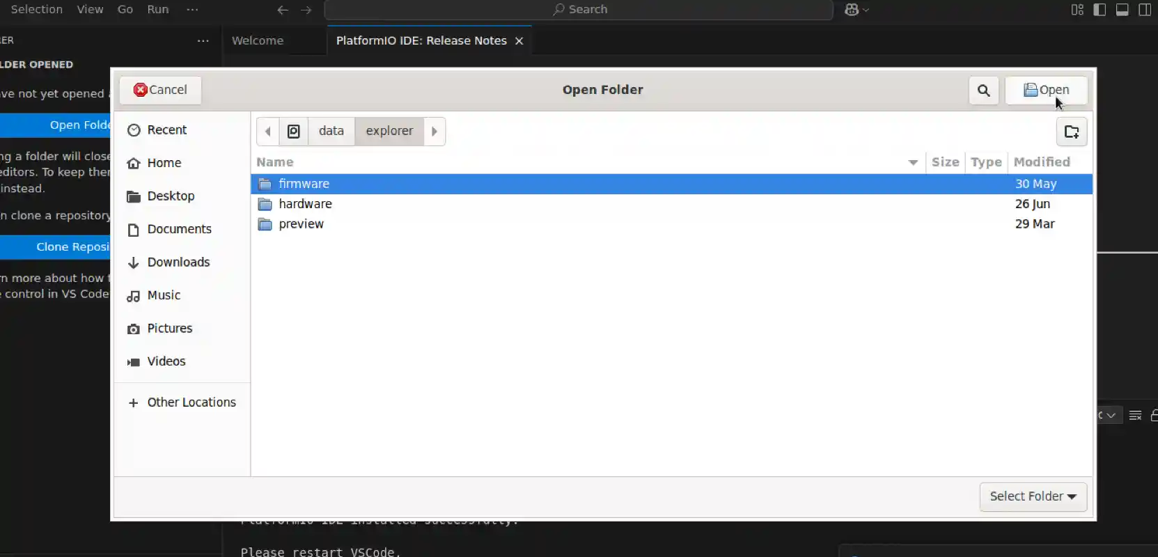 Open firmware Folder